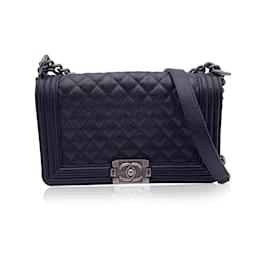 Chanel-Black Quilted Caviar Leather Medium Boy Shoulder Bag-Black
