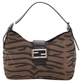Fendi-Brown zebra patterned shoulder bag-Brown