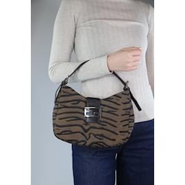 Fendi-Brown zebra patterned shoulder bag-Brown