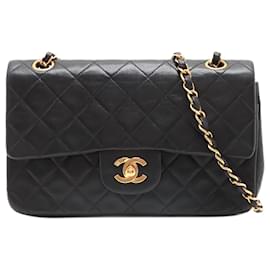 Chanel-Black 1994 small lambskin Classic double flap bag-Black