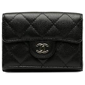 Chanel-Portafoglio trifold Chanel CC caviale nero-Nero
