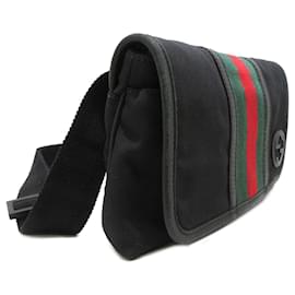 Gucci-Gucci Black Interlocking G Web Belt Bag-Black