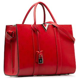 Louis Vuitton-Bolso muy tote Louis Vuitton con monograma de cuero rojo y penacho MM-Roja