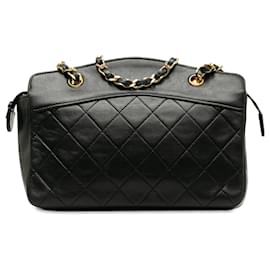 Chanel-Chanel Black Quilted Lambskin Shoulder Bag-Black