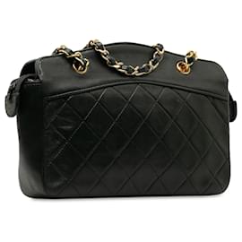 Chanel-Chanel Black Quilted Lambskin Shoulder Bag-Black
