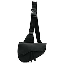 Dior-Dior Black Leather Saddle Crossbody Bag-Black