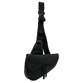 Dior-Dior Black Leather Saddle Crossbody Bag-Black