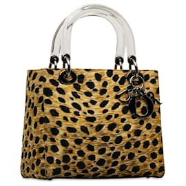 Dior-Dior Brown Medium Leopardenmuster Nylon Lady Dior-Braun