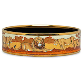 Hermès-Bracelet large en émail Hermes Gold Lions-Doré