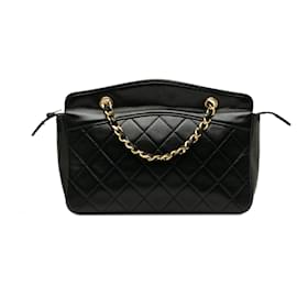 Chanel-Sac à bandoulière Chanel en cuir d'agneau matelassé noir-Noir