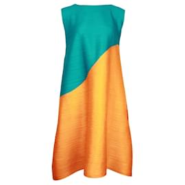 Pleats Please-Turquoise and Orange Pleated Tunic/Dress-Other