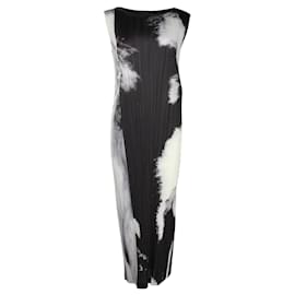 Pleats Please-Black & White Sleeveless Maxi Dress-Black