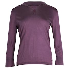Loro Piana-Deep Purple Knit Polo Shirt-Purple