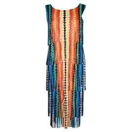 Pleats Please-Multicolor Pleated Dress with Fringes-Other