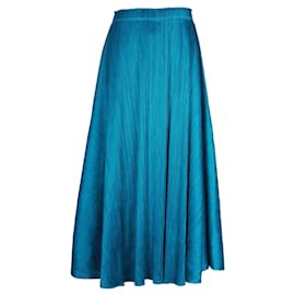 Pleats Please-Seal Blue Loose Fit Pleated Skirt-Blue