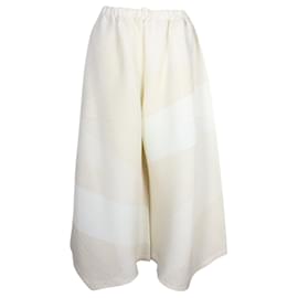 Issey Miyake-Pantalon plissé large ivoire et beige-Blanc,Écru