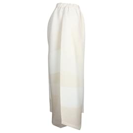 Issey Miyake-Pantalon plissé large ivoire et beige-Blanc,Écru