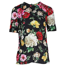 Dolce & Gabbana-Floral Short Sleeve Blouse-Black