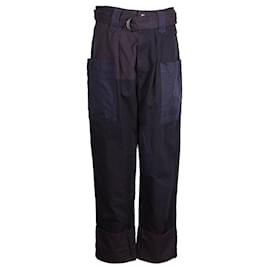 Isabel Marant Etoile-Navy Cargo Pants with Detachable Belt-Blue,Navy blue