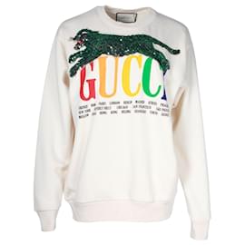 Gucci-Cream Cities Sweatshirt With Sequin Panther -Multiple colors,Other