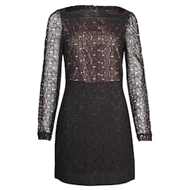 Diane Von Furstenberg-Nuevo vestido de encaje de guijarros Sarita-Negro