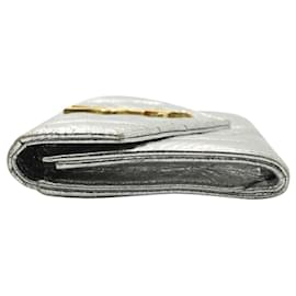 Saint Laurent-Kompakte Umschlagbrieftasche mit silberner Klappe-Silber,Metallisch