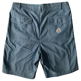 Moncler-Moncler Chambray-Bermudas aus Baumwolle-Hellblau