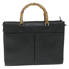 Gucci-GUCCI Sac à main en bambou Cuir 2façon noir 001 2855 Ep d'authentification3046-Noir