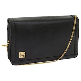 Givenchy-GIVENCHY Chain Shoulder Bag Leather Black Auth bs11720-Black