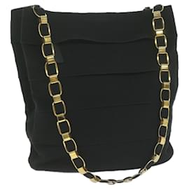 Salvatore Ferragamo-Salvatore Ferragamo Chain Shoulder Bag Nylon Black Auth yk10302-Black
