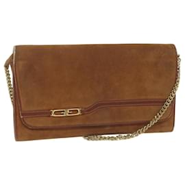 Gucci-GUCCI Clutch Bag Suede Brown Auth ep3145-Brown