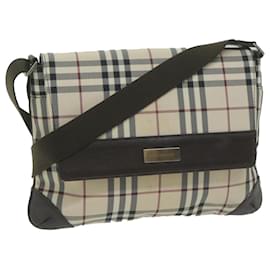 Burberry-BURBERRY Nova Check Shoulder Bag Canvas Beige Brown Auth bs11654-Brown,Beige