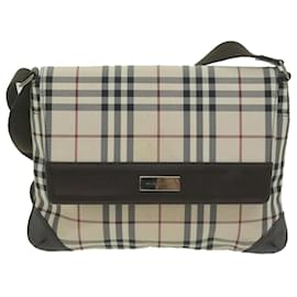 Burberry-BURBERRY Nova Check Shoulder Bag Canvas Beige Brown Auth bs11654-Brown,Beige