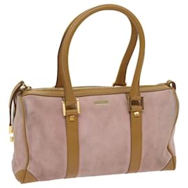 Gucci-GUCCI Hand Bag Suede Pink 000 0851 Auth th4512-Pink