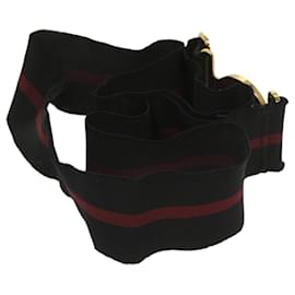 Gucci-GUCCI Sherry Line Belt Rubber 26.8""-48"" Black Red Auth ti1512-Black,Red