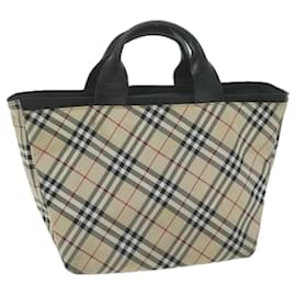 Burberry-BURBERRY Nova Check Blue Label Sac à main Nylon Beige Noir Auth bs11732-Noir,Beige