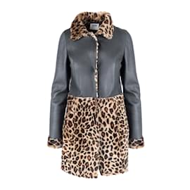 Moschino-Abrigo de cuero Moschino barato y elegante con piel estampada de leopardo-Multicolor