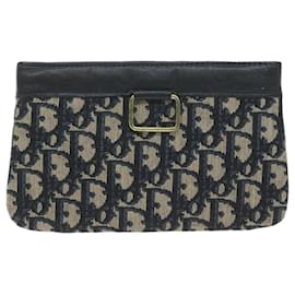 Christian Dior-Pochette en toile Christian Dior Trotter Marine Auth bs11633-Bleu Marine