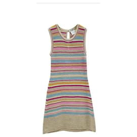 Chanel-Chanel Multicolor Striped Cotton Knit Sleeveless Dress-Multiple colors