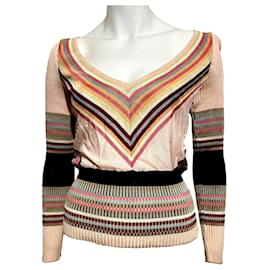 Missoni-Maglione in maglia a costine con scollo a V-Multicolore