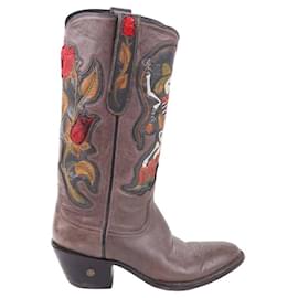Céline-Leather cowboy boots-Brown