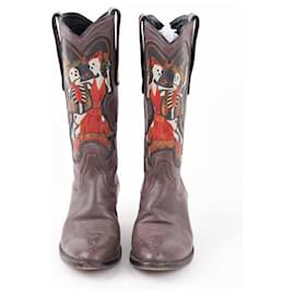 Céline-Leather cowboy boots-Brown
