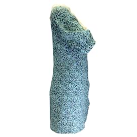 Alessandra Rich-Alessandra Rich Mini-robe en soie imprimée multi-fleurs bleu marine-Bleu