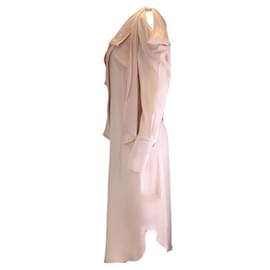 Autre Marque-Monse Blush Rosa Vestido Midi de Cetim com Um Ombro-Rosa