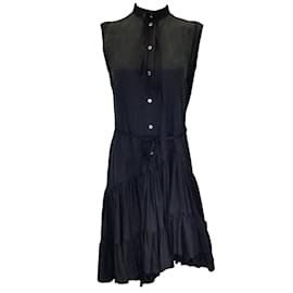 Autre Marque-UNTTLD Black Sleeveless Button-Front Asymmetric Hem Midi Dress-Black