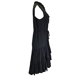 Autre Marque-UNTTLD Black Sleeveless Button-Front Asymmetric Hem Midi Dress-Black