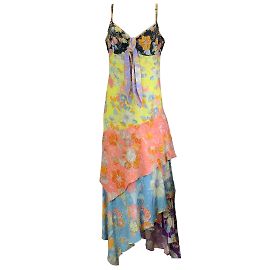 Robe longue de jour en crêpe imprimé multicolore Peter Pilotto / Robe caraco Multicolore
