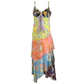 Peter Pilotto-Langes Tageskleid aus mehrfarbig bedrucktem Krepp von Peter Pilotto / Cami-Kleid-Mehrfarben