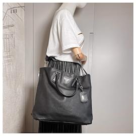 Prada-Tote Handbag Leather 2-Ways Black-Black