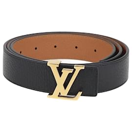 Louis Vuitton-Black Slim LV Initiales Reversible Belt-Black
